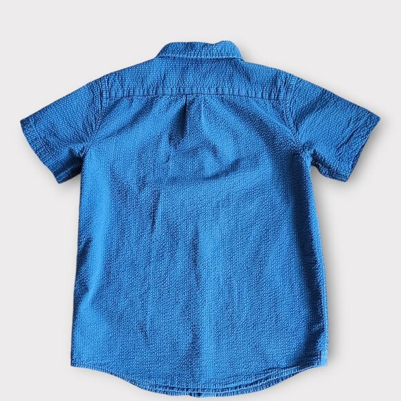 Janie And Jack Boys Seersucker Button Up Shirt Size 14 Blue Short Sleeve - Picture 2 of 4